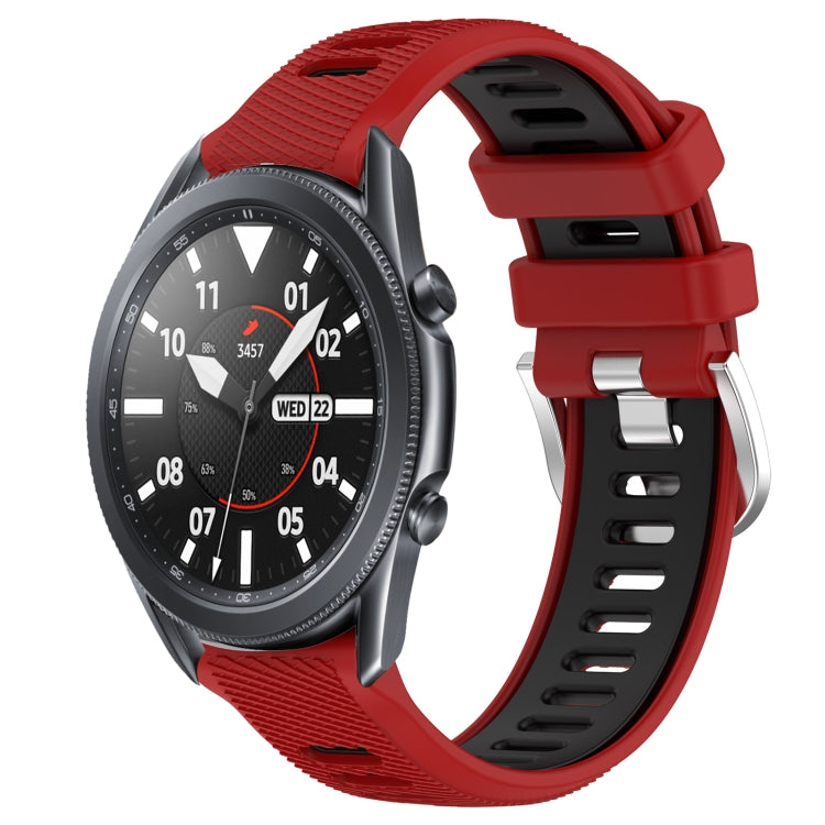For Samsung Galaxy Watch3 45mm 22mm Sports Two-Color Steel Buckle Silicone Watch Band(Red+Black) - Smart Wear by PMC TechLife | Online Shopping South Africa | PMC TechLife