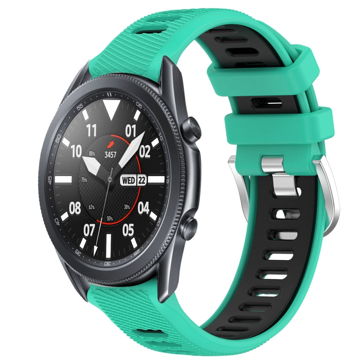 For Samsung Galaxy Watch3 45mm 22mm Sports Two-Color Steel Buckle Silicone Watch Band(Lake Blue+Black) - Smart Wear by PMC TechLife | Online Shopping South Africa | PMC TechLife