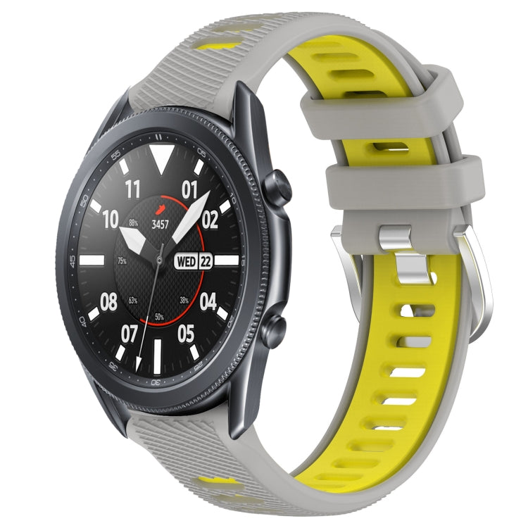 For Samsung Galaxy Watch3 45mm 22mm Sports Two-Color Steel Buckle Silicone Watch Band(Grey+Yellow) - Smart Wear by PMC TechLife | Online Shopping South Africa | PMC TechLife