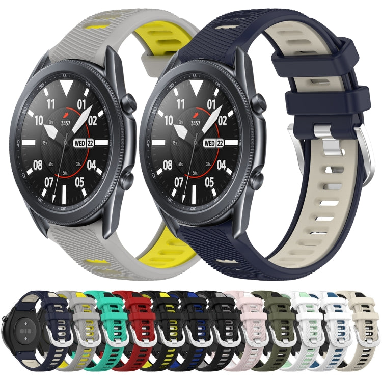 For Samsung Galaxy Watch 46mm 22mm Sports Two-Color Steel Buckle Silicone Watch Band(Black+Grey) - Smart Wear by PMC TechLife | Online Shopping South Africa | PMC TechLife