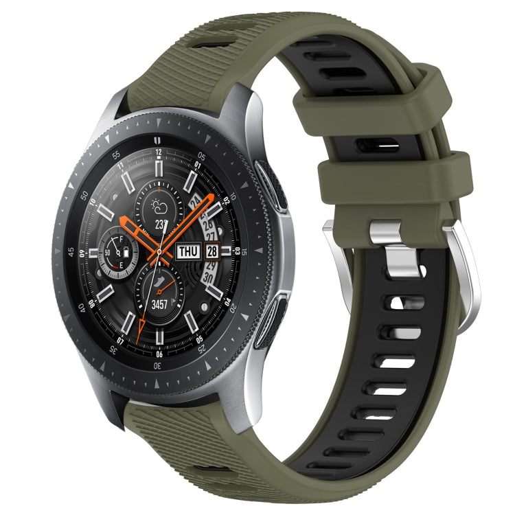 For Samsung Galaxy Watch 46mm 22mm Sports Two-Color Steel Buckle Silicone Watch Band(Army Green+Black) - Smart Wear by PMC TechLife | Online Shopping South Africa | PMC TechLife