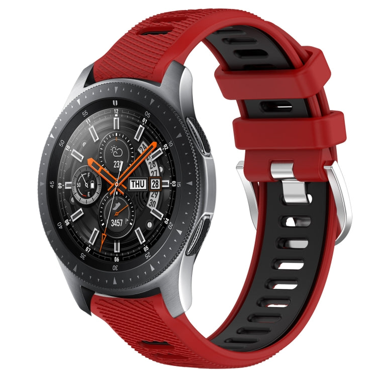 For Samsung Galaxy Watch 46mm 22mm Sports Two-Color Steel Buckle Silicone Watch Band(Red+Black) - Smart Wear by PMC TechLife | Online Shopping South Africa | PMC TechLife