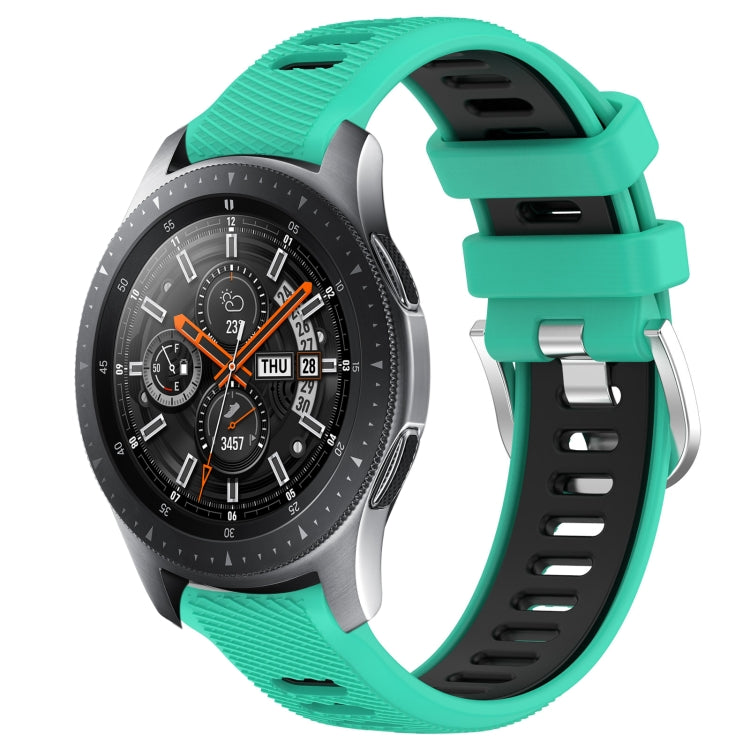 For Samsung Galaxy Watch 46mm 22mm Sports Two-Color Steel Buckle Silicone Watch Band(Lake Blue+Black) - Smart Wear by PMC TechLife | Online Shopping South Africa | PMC TechLife