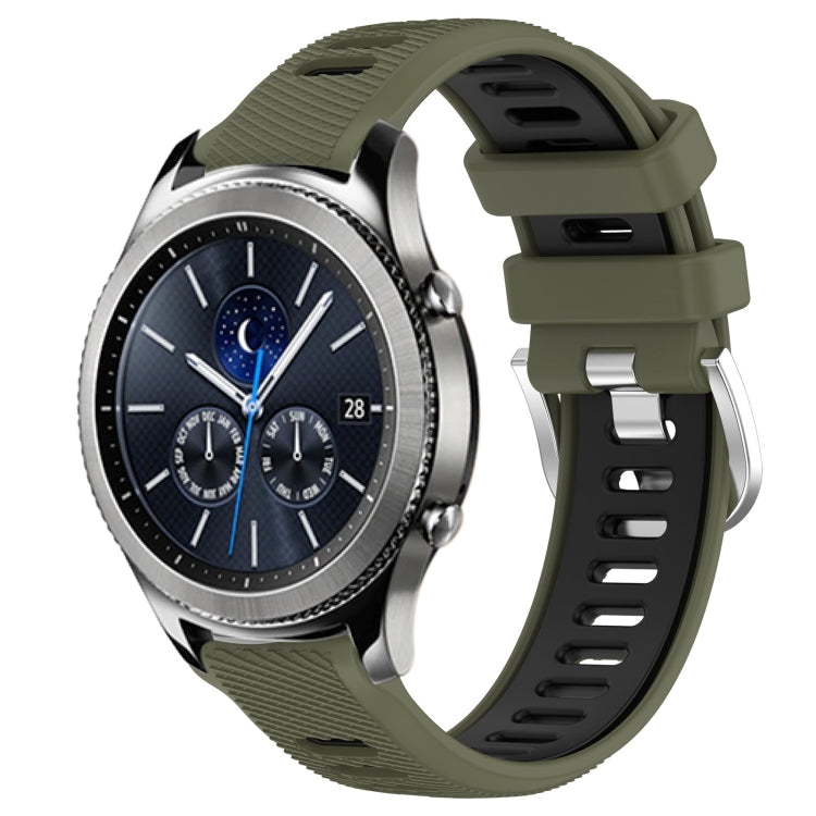 For Samsung Gear S3 Classic 22mm Sports Two-Color Steel Buckle Silicone Watch Band(Army Green+Black) - Smart Wear by PMC TechLife | Online Shopping South Africa | PMC TechLife