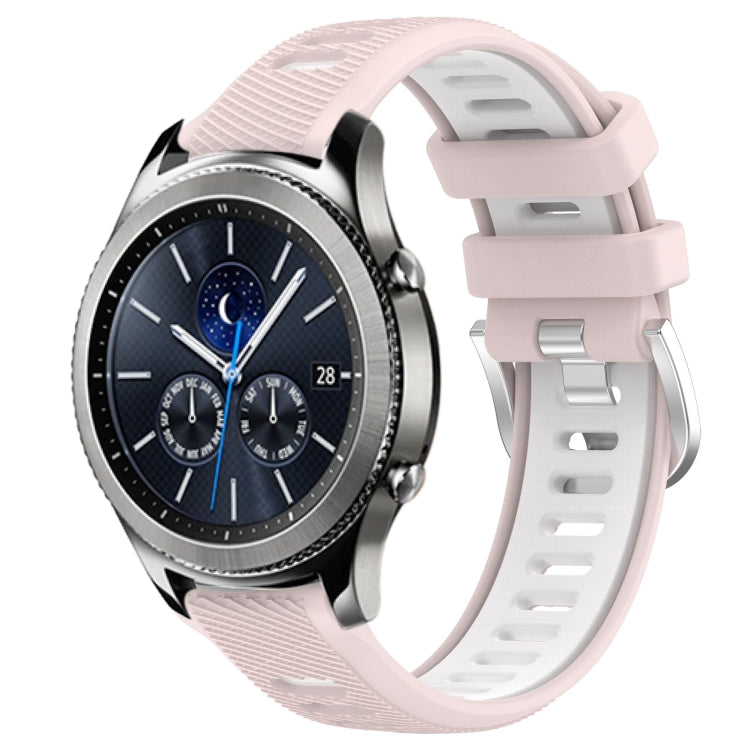 For Samsung Gear S3 Classic 22mm Sports Two-Color Steel Buckle Silicone Watch Band(Pink+White) - Smart Wear by PMC TechLife | Online Shopping South Africa | PMC TechLife