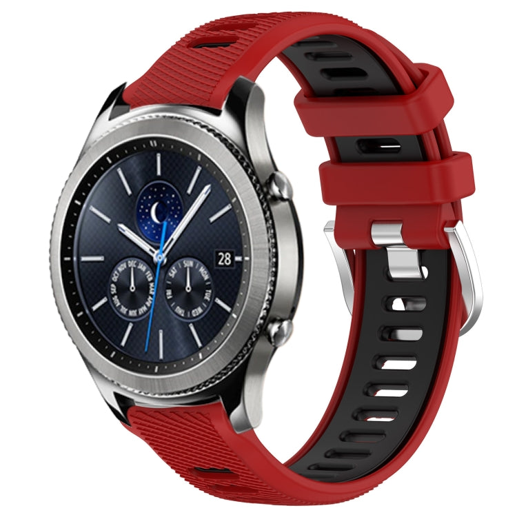 For Samsung Gear S3 Classic 22mm Sports Two-Color Steel Buckle Silicone Watch Band(Red+Black) - Smart Wear by PMC TechLife | Online Shopping South Africa | PMC TechLife