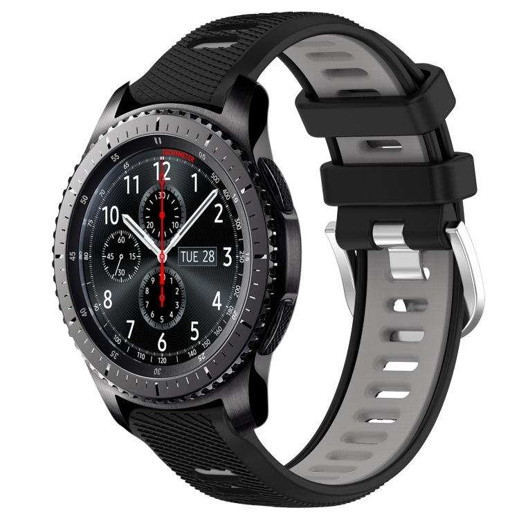 For Samsung Gear S3 Frontier 22mm Sports Two-Color Steel Buckle Silicone Watch Band(Black+Grey) - Smart Wear by PMC TechLife | Online Shopping South Africa | PMC TechLife