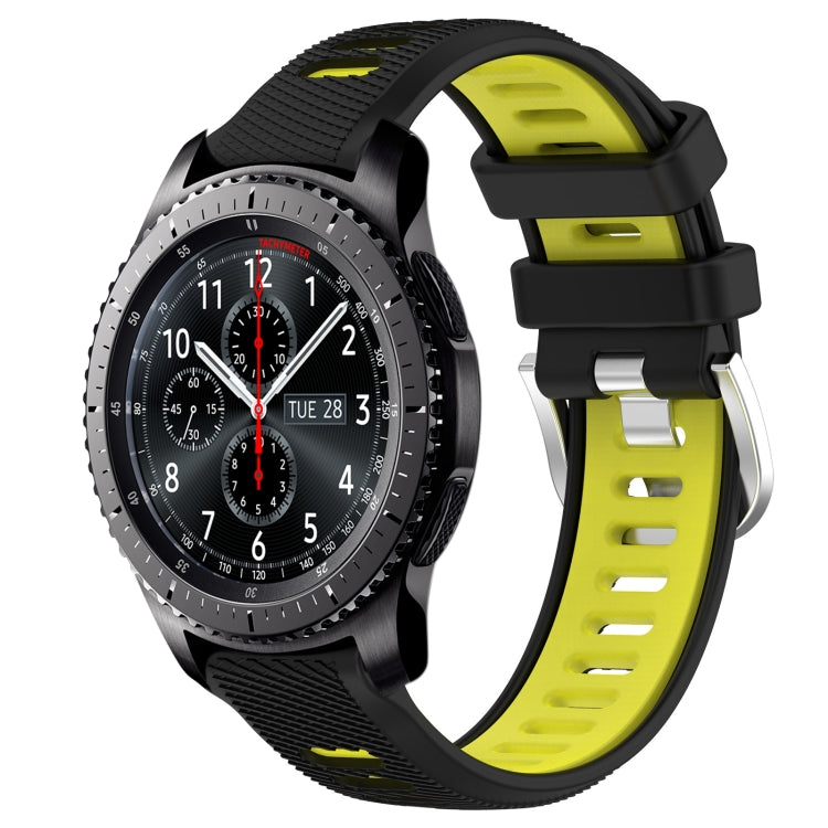 For Samsung Gear S3 Frontier 22mm Sports Two-Color Steel Buckle Silicone Watch Band(Black+Lime Green) - Smart Wear by PMC TechLife | Online Shopping South Africa | PMC TechLife