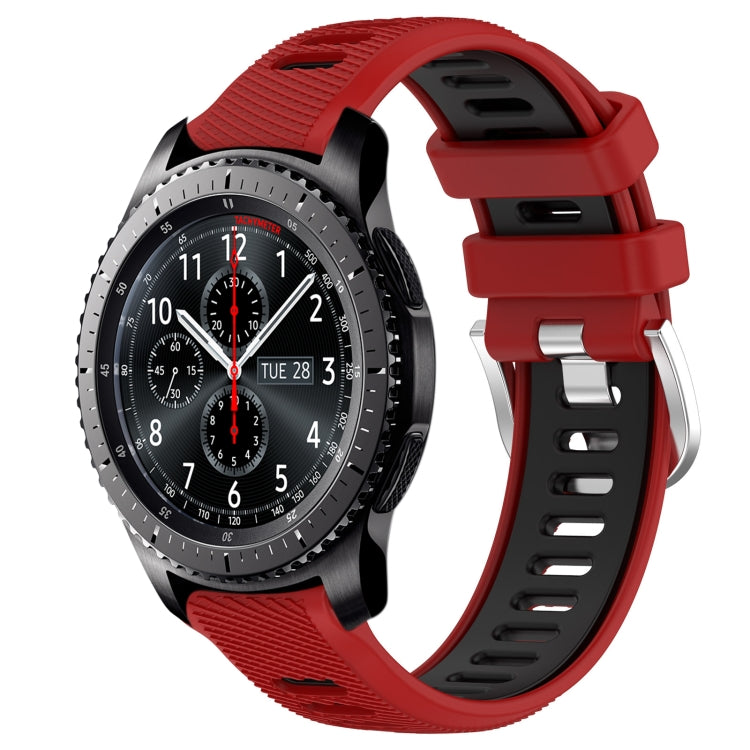 For Samsung Gear S3 Frontier 22mm Sports Two-Color Steel Buckle Silicone Watch Band(Red+Black) - Smart Wear by PMC TechLife | Online Shopping South Africa | PMC TechLife