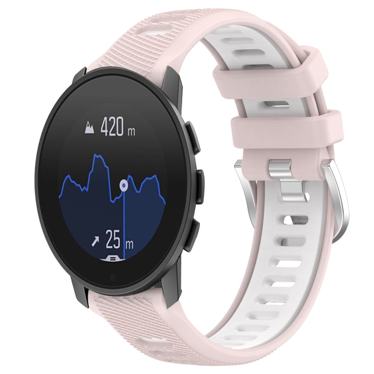 For SUUNTO 9 Peak Pro 22mm Sports Two-Color Steel Buckle Silicone Watch Band(Pink+White) - Smart Wear by PMC TechLife | Online Shopping South Africa | PMC TechLife