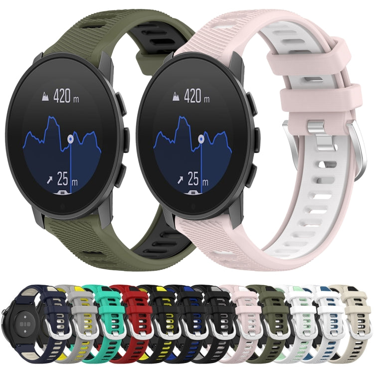 For SUUNTO 5 Peak 22mm Sports Two-Color Steel Buckle Silicone Watch Band(Black+Lime Green) - Smart Wear by PMC TechLife | Online Shopping South Africa | PMC TechLife