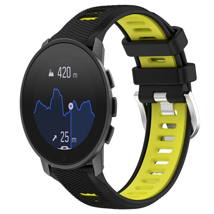 For  SUUNTO 9 Peak 22mm Sports Two-Color Steel Buckle Silicone Watch Band(Black+Lime Green) - Smart Wear by PMC TechLife | Online Shopping South Africa | PMC TechLife
