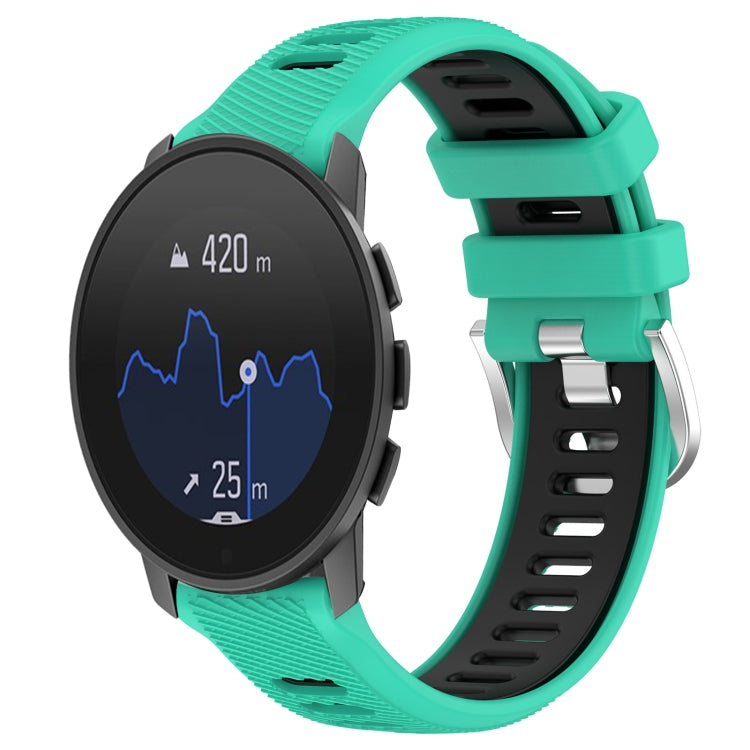 For  SUUNTO 9 Peak 22mm Sports Two-Color Steel Buckle Silicone Watch Band(Lake Blue+Black) - Smart Wear by PMC TechLife | Online Shopping South Africa | PMC TechLife