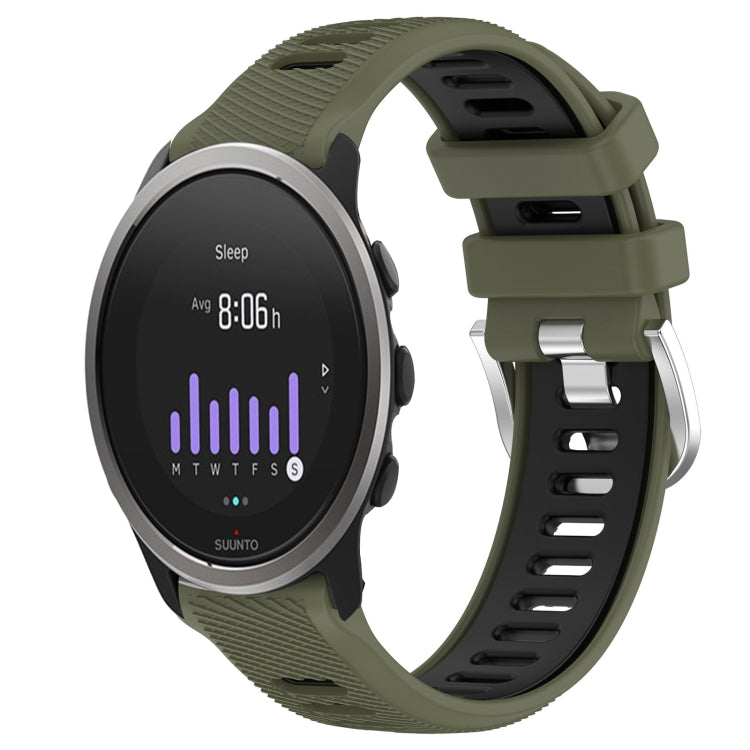 For SUUNTO 5 Peak 22mm Sports Two-Color Steel Buckle Silicone Watch Band(Army Green+Black) - Smart Wear by PMC TechLife | Online Shopping South Africa | PMC TechLife