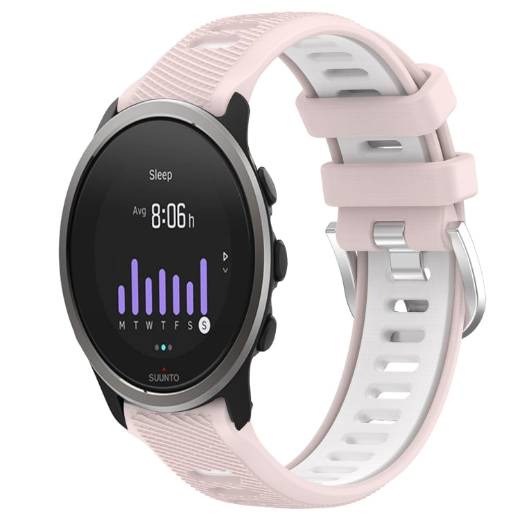 For SUUNTO 5 Peak 22mm Sports Two-Color Steel Buckle Silicone Watch Band(Pink+White) - Smart Wear by PMC TechLife | Online Shopping South Africa | PMC TechLife