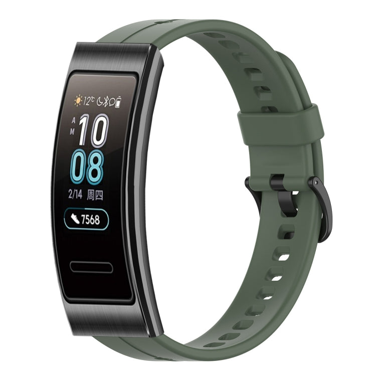 For Huawei Band 3 Solid Color Silicone Watch Band(Green) - Smart Wear by PMC TechLife | Online Shopping South Africa | PMC TechLife