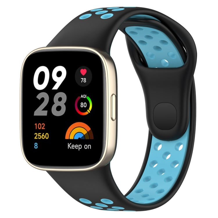 For Redmi Watch 3 Lite Sports Two-Color Silicone Watch Band(Black+Blue) - Smart Wear by PMC TechLife | Online Shopping South Africa | PMC TechLife