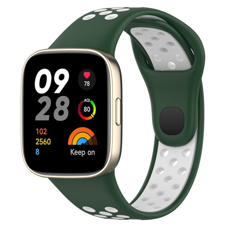 For Redmi Watch 3 Lite Sports Two-Color Silicone Watch Band(Dark Green+White) - Smart Wear by PMC TechLife | Online Shopping South Africa | PMC TechLife