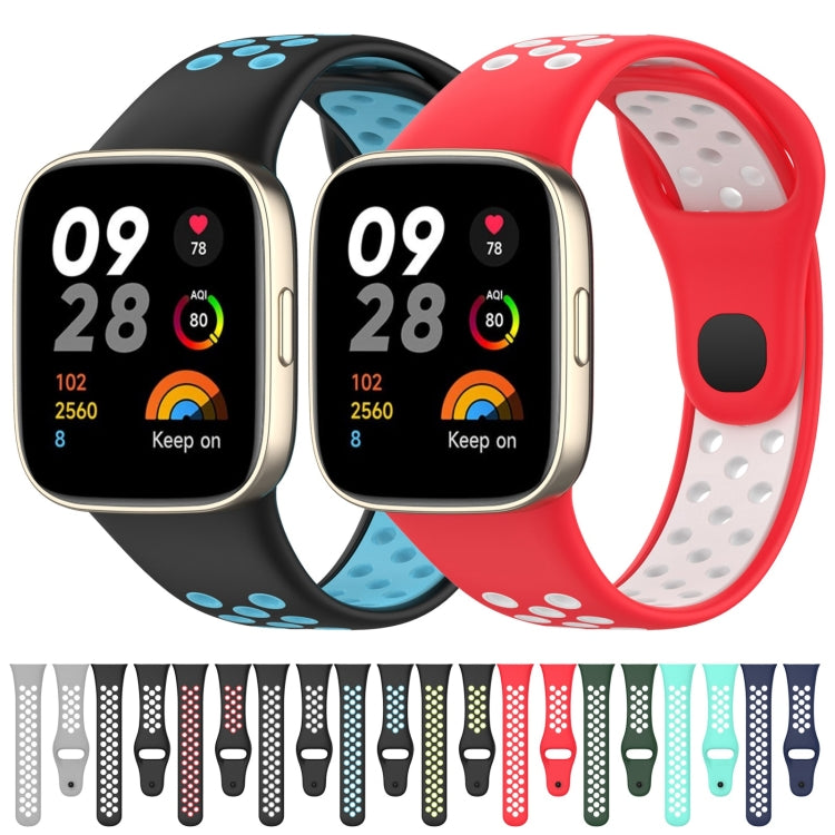 For Redmi Watch 3 Lite Sports Two-Color Silicone Watch Band(Black+Green) - Smart Wear by PMC TechLife | Online Shopping South Africa | PMC TechLife