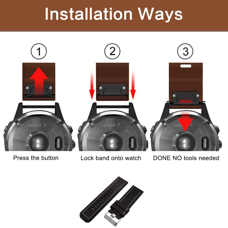 For Garmin D2 Delta PX 26mm Sewing Leather Steel Buckle Watch Band(Red Brown) - Smart Wear by PMC TechLife | Online Shopping South Africa | PMC TechLife