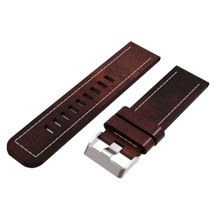 For Garmin Fenix 3 Sapphire 26mm Sewing Leather Steel Buckle Watch Band(Red Brown) - Smart Wear by PMC TechLife | Online Shopping South Africa | PMC TechLife