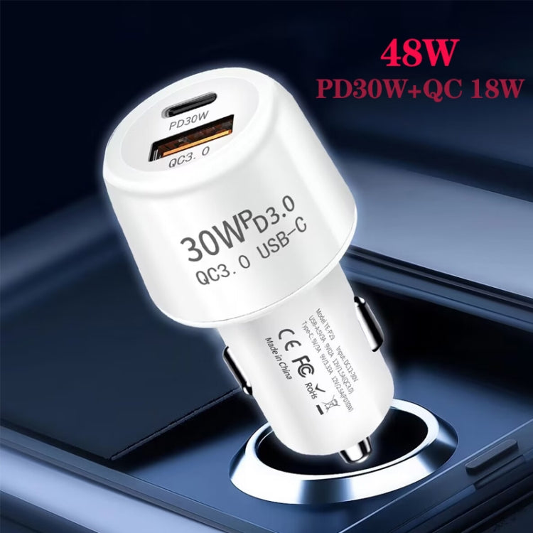 P29 48W PD30W + QC3.0 18W USB Dual Port Car Charger(White) - free shipping - PMC TechLife - Order now!