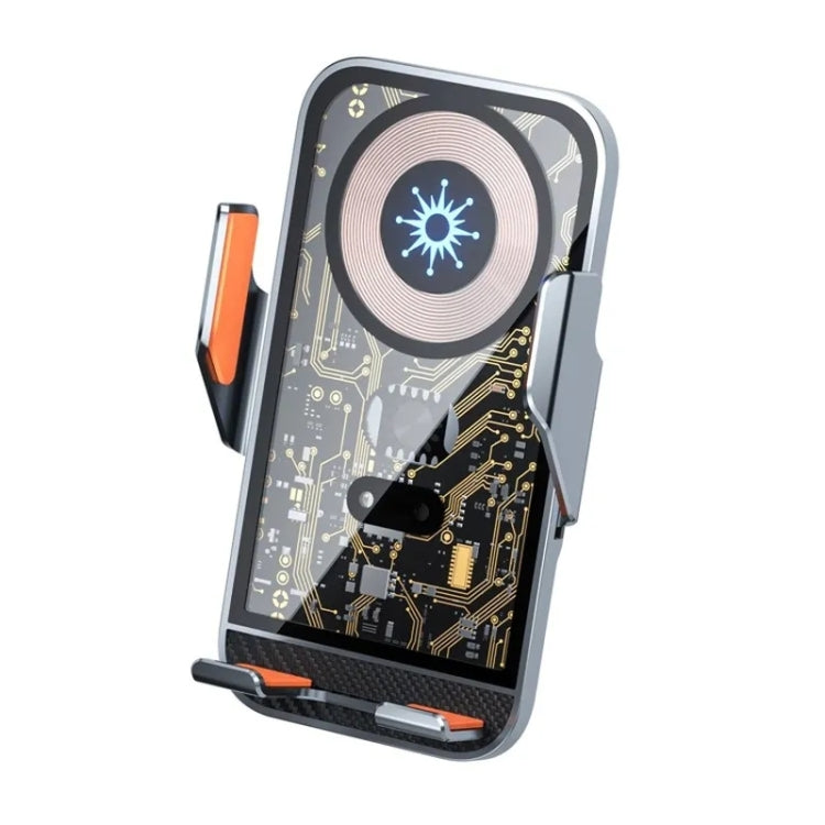 C10 Car Navigation Infrared Sensor Transparent Wireless Charger 15W Fast Charger Phone Stand(Golden) - Wireless Charging Pads by PMC TechLife | Online Shopping South Africa | PMC TechLife