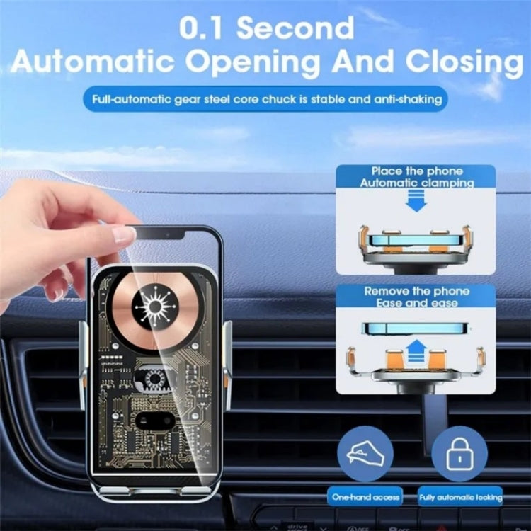 C10 Car Navigation Infrared Sensor Transparent Wireless Charger 15W Fast Charger Phone Stand(Blue) - Wireless Charging Pads by PMC TechLife | Online Shopping South Africa | PMC TechLife