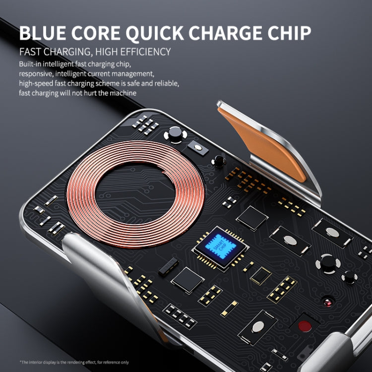 C9 Car Wireless Charger Phone Holder Infrared Auto-Clamping Metal Phone Mount Car Charger(Gray) - Wireless Charger Holders by PMC TechLife | Online Shopping South Africa | PMC TechLife