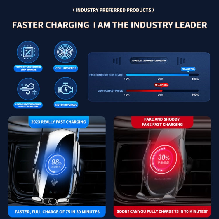 A2 Car Mobile Phone Bracket Wireless 15W Fast Charging Automatic Smart Sensor Stand(Silver) - Wireless Charger Holders by PMC TechLife | Online Shopping South Africa | PMC TechLife