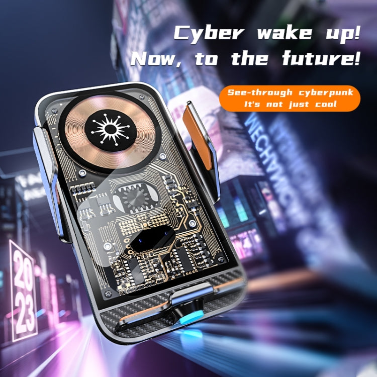 C11 Car 15W Automatically Open Transparent Type-C Wireless Charger Stand(Blue) - Wireless Charger Holders by PMC TechLife | Online Shopping South Africa | PMC TechLife