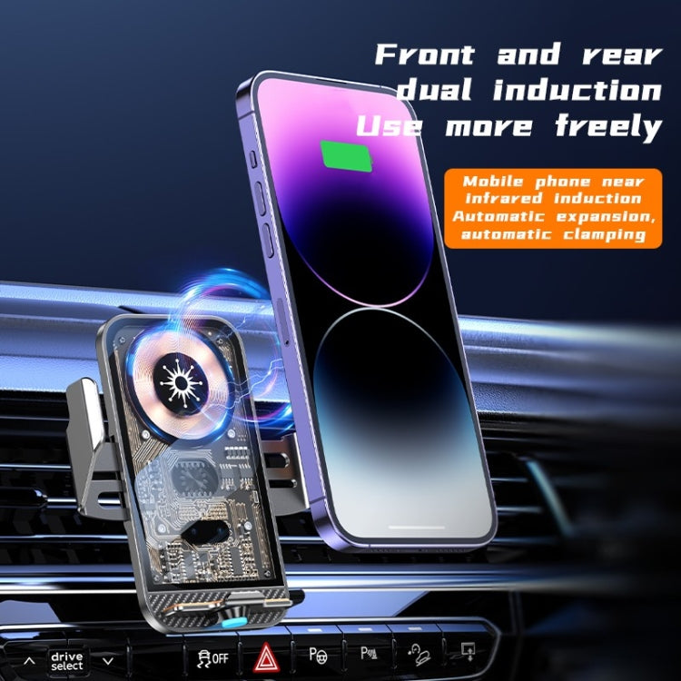 C11 Car 15W Automatically Open Transparent Type-C Wireless Charger Stand(Blue) - Wireless Charger Holders by PMC TechLife | Online Shopping South Africa | PMC TechLife