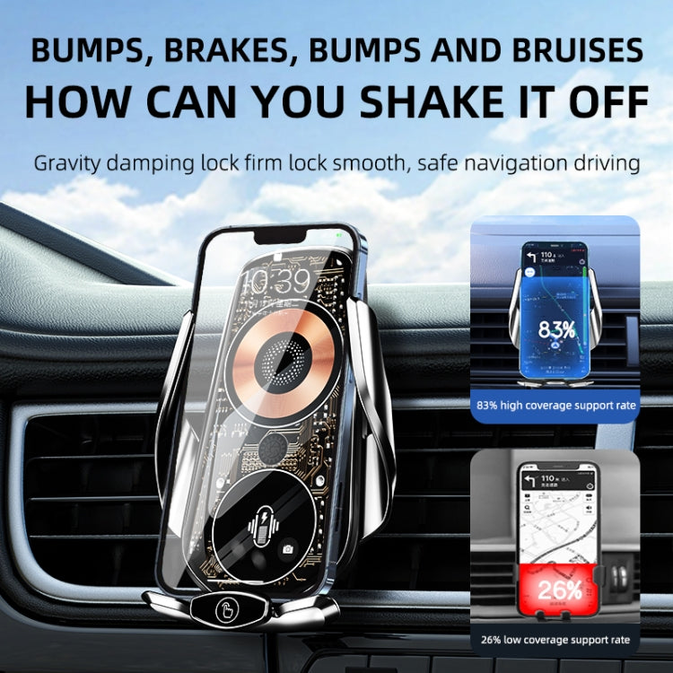 Q7 Magnetic Wireless Fast Charging Car Mobile Phone Charger Bracket with Start Button (Silver) - Wireless Charger Holders by PMC TechLife | Online Shopping South Africa | PMC TechLife