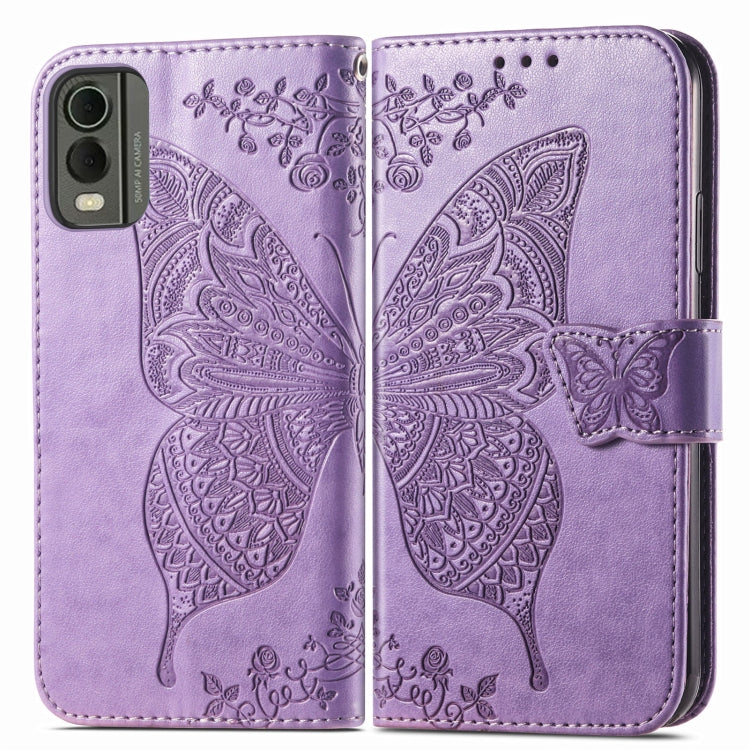For Nokia C32 Butterfly Love Flower Embossed Leather Phone Case(Lavender) - free shipping - PMC TechLife - Order now!