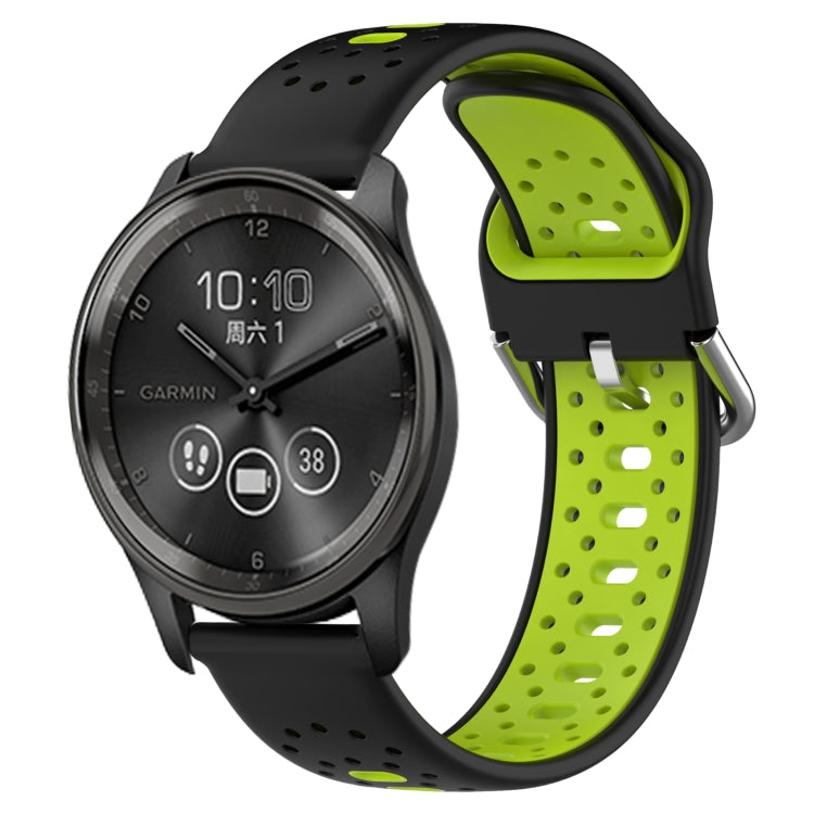 For GarminMove Trend 20mm Breathable Two-Color Silicone Watch Band(Black+Lime Green) - Watch Bands by PMC TechLife | Online Shopping South Africa | PMC TechLife