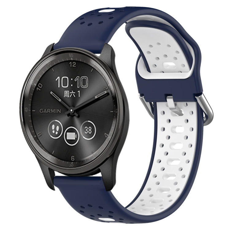For GarminMove Trend 20mm Breathable Two-Color Silicone Watch Band(Midnight Blue+White) -  by PMC TechLife | Online Shopping South Africa | PMC TechLife
