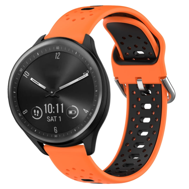 For Garmin Vivomove Sport 20mm Breathable Two-Color Silicone Watch Band(Orange+Black) - Watch Bands by PMC TechLife | Online Shopping South Africa | PMC TechLife