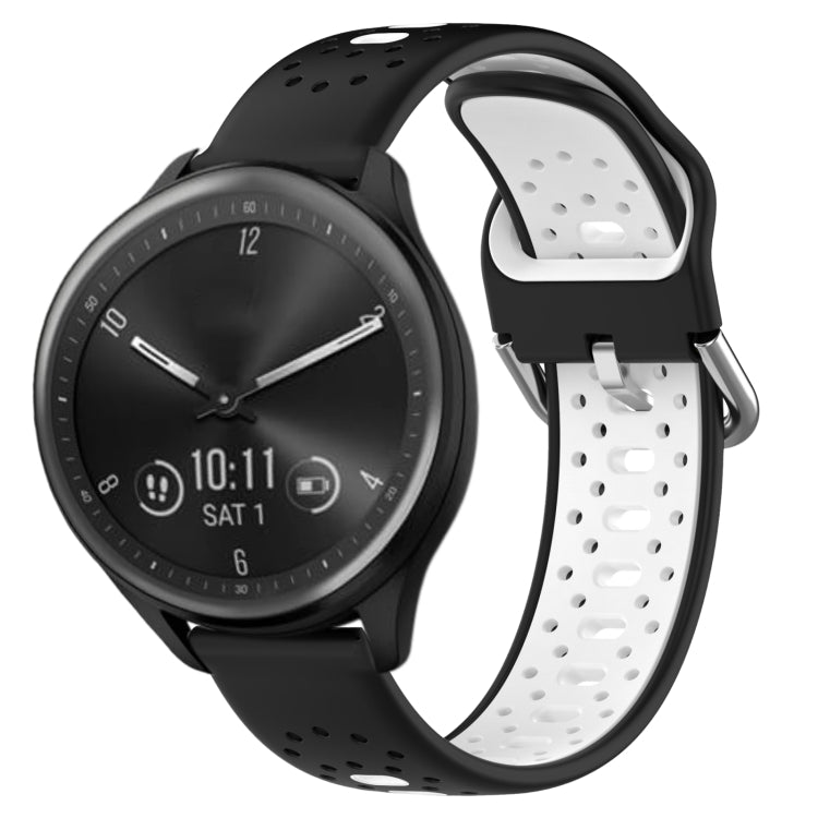 For Garmin Vivomove Sport 20mm Breathable Two-Color Silicone Watch Band(Black+White) - Watch Bands by PMC TechLife | Online Shopping South Africa | PMC TechLife