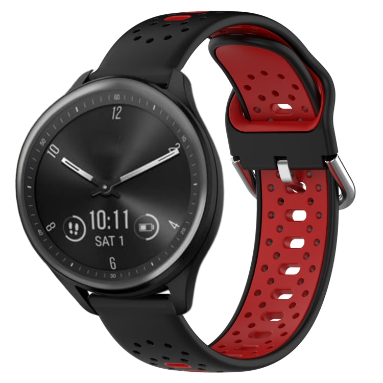 For Garmin Vivomove Sport 20mm Breathable Two-Color Silicone Watch Band(Black+Red) - Watch Bands by PMC TechLife | Online Shopping South Africa | PMC TechLife