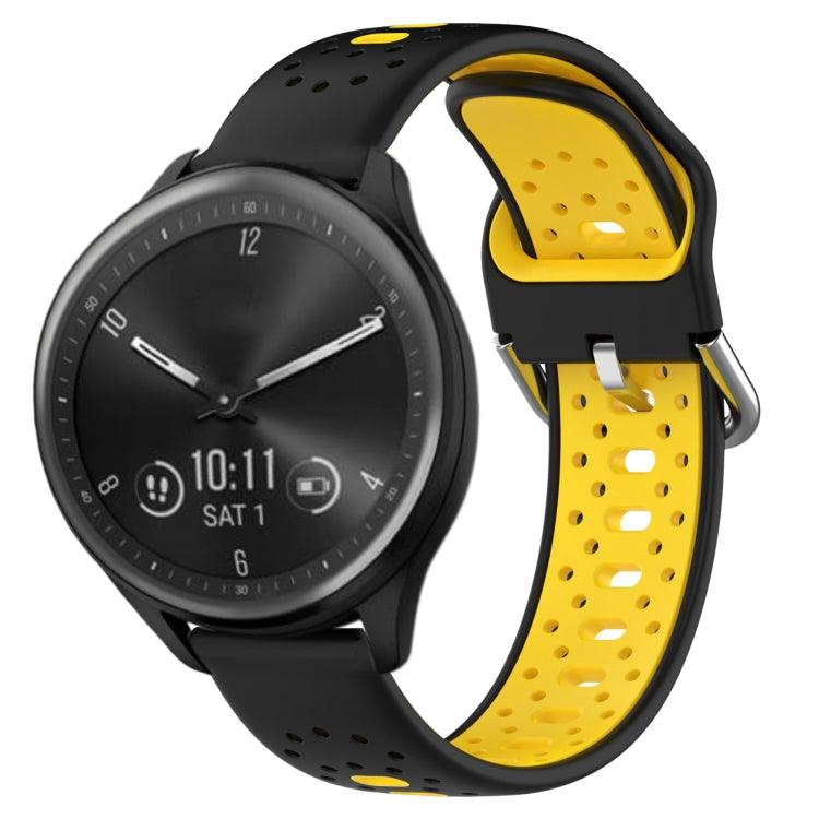 For Garmin Vivomove Sport 20mm Breathable Two-Color Silicone Watch Band(Black+Yellow) - Watch Bands by PMC TechLife | Online Shopping South Africa | PMC TechLife