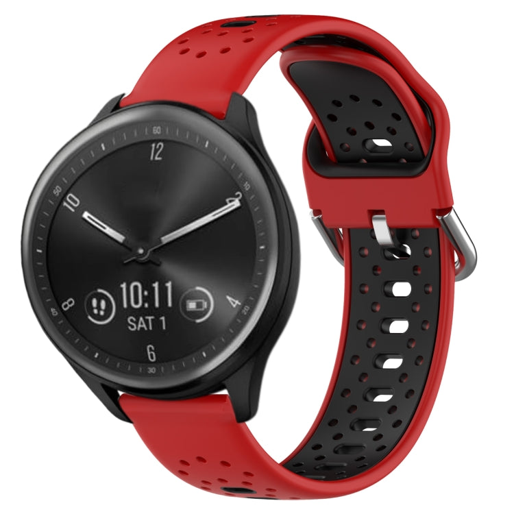 For Garmin Vivomove Sport 20mm Breathable Two-Color Silicone Watch Band(Red+Black) - Watch Bands by PMC TechLife | Online Shopping South Africa | PMC TechLife