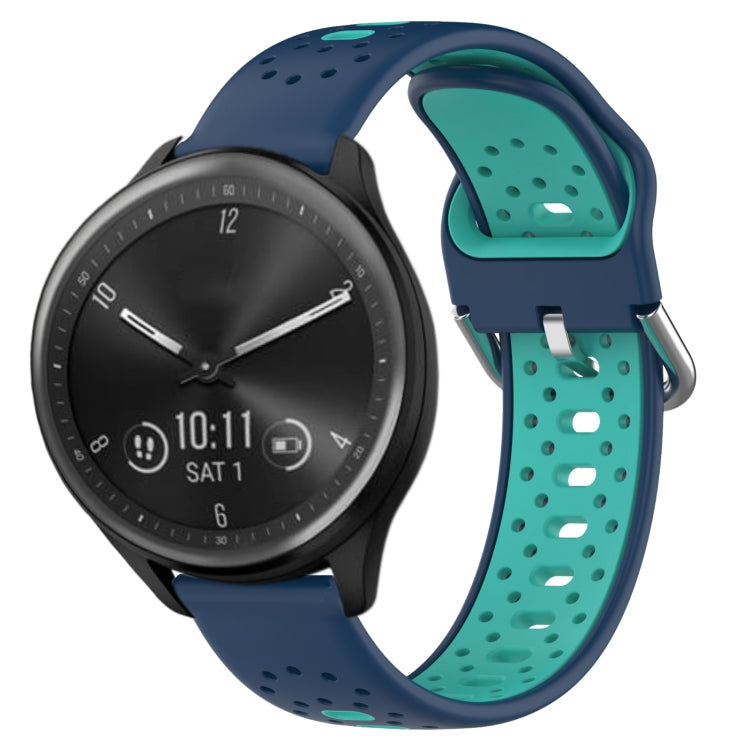 For Garmin Vivomove Sport 20mm Breathable Two-Color Silicone Watch Band(Blue+Teal) - Watch Bands by PMC TechLife | Online Shopping South Africa | PMC TechLife