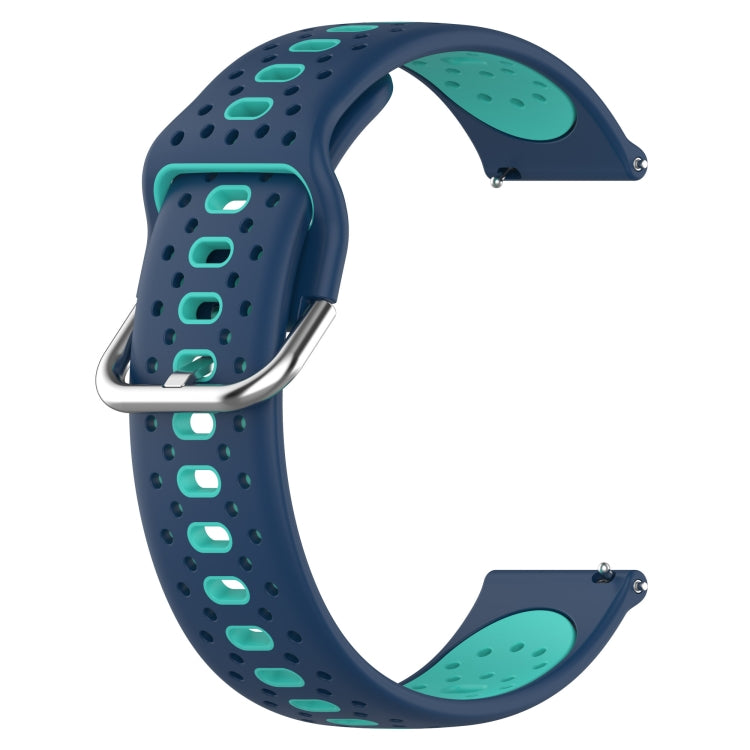 For Garmin Vivomove Sport 20mm Breathable Two-Color Silicone Watch Band(Blue+Teal) - Watch Bands by PMC TechLife | Online Shopping South Africa | PMC TechLife