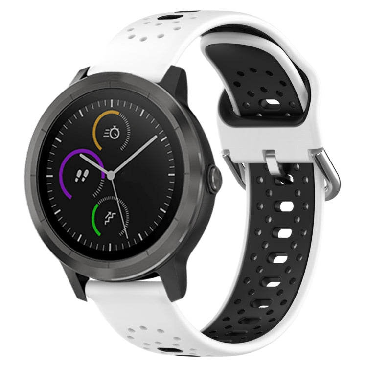 For Garmin Vivoactive3 20mm Breathable Two-Color Silicone Watch Band(White+Black) - Watch Bands by PMC TechLife | Online Shopping South Africa | PMC TechLife