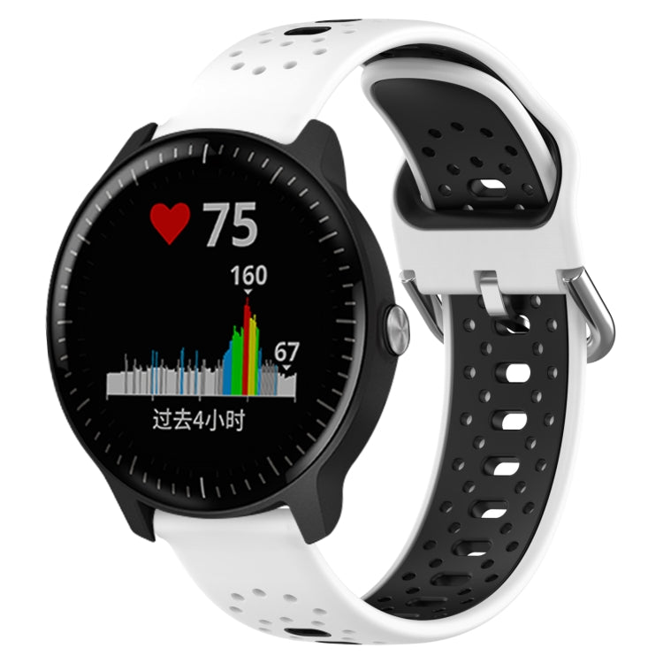 For Garmin Vivoactive3 Music 20mm Breathable Two-Color Silicone Watch Band(White+Black) - Watch Bands by PMC TechLife | Online Shopping South Africa | PMC TechLife