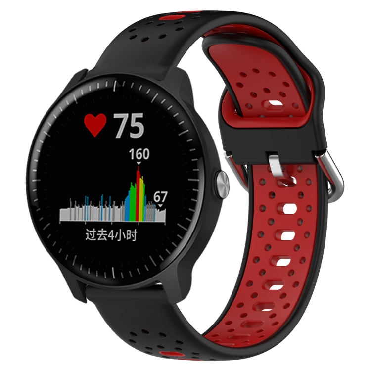 For Garmin Vivoactive3 Music 20mm Breathable Two-Color Silicone Watch Band(Black+Red) - Watch Bands by PMC TechLife | Online Shopping South Africa | PMC TechLife