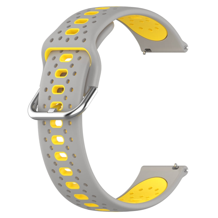 For Garmin Vivoactive3 Music 20mm Breathable Two-Color Silicone Watch Band(Grey+Yellow) - Watch Bands by PMC TechLife | Online Shopping South Africa | PMC TechLife