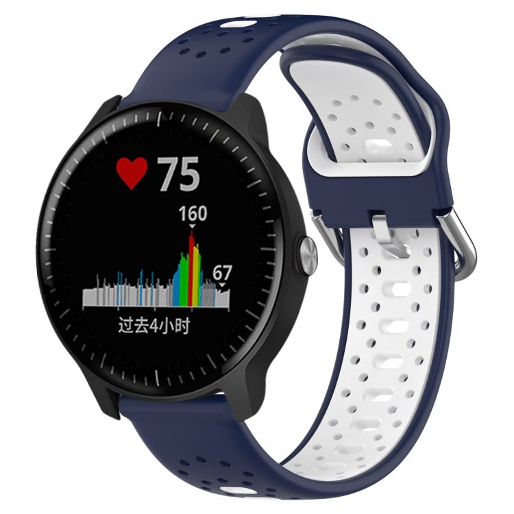 For Garmin Vivoactive3 Music 20mm Breathable Two-Color Silicone Watch Band(Midnight Blue+White) - Watch Bands by PMC TechLife | Online Shopping South Africa | PMC TechLife