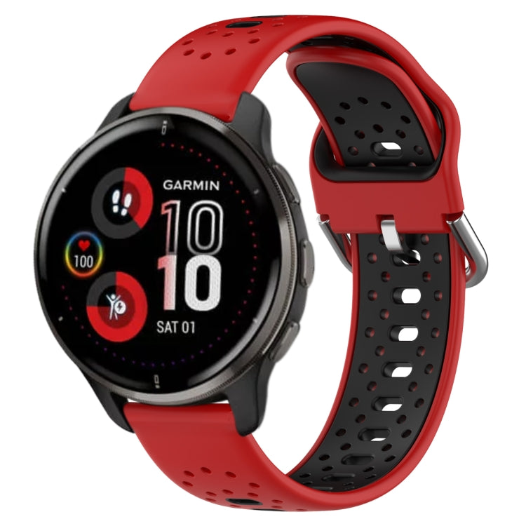 For Garmin Venu 2 Plus 20mm Breathable Two-Color Silicone Watch Band(Red+Black) - Watch Bands by PMC TechLife | Online Shopping South Africa | PMC TechLife