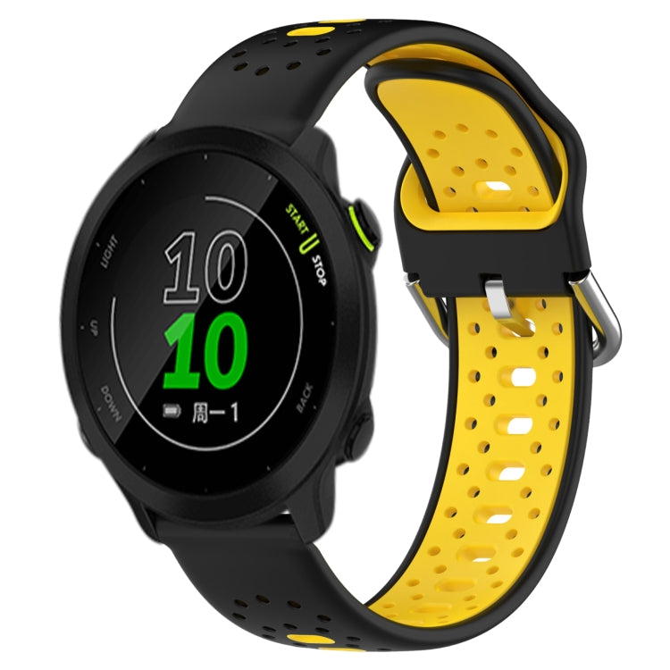 For Garmin Forerunner 158 20mm Breathable Two-Color Silicone Watch Band(Black+Yellow) -  by PMC TechLife | Online Shopping South Africa | PMC TechLife